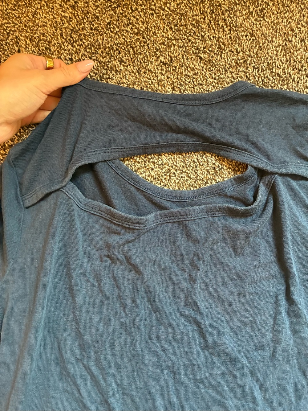 Athleta Navy Cutout-Back Short Sleeve Tee